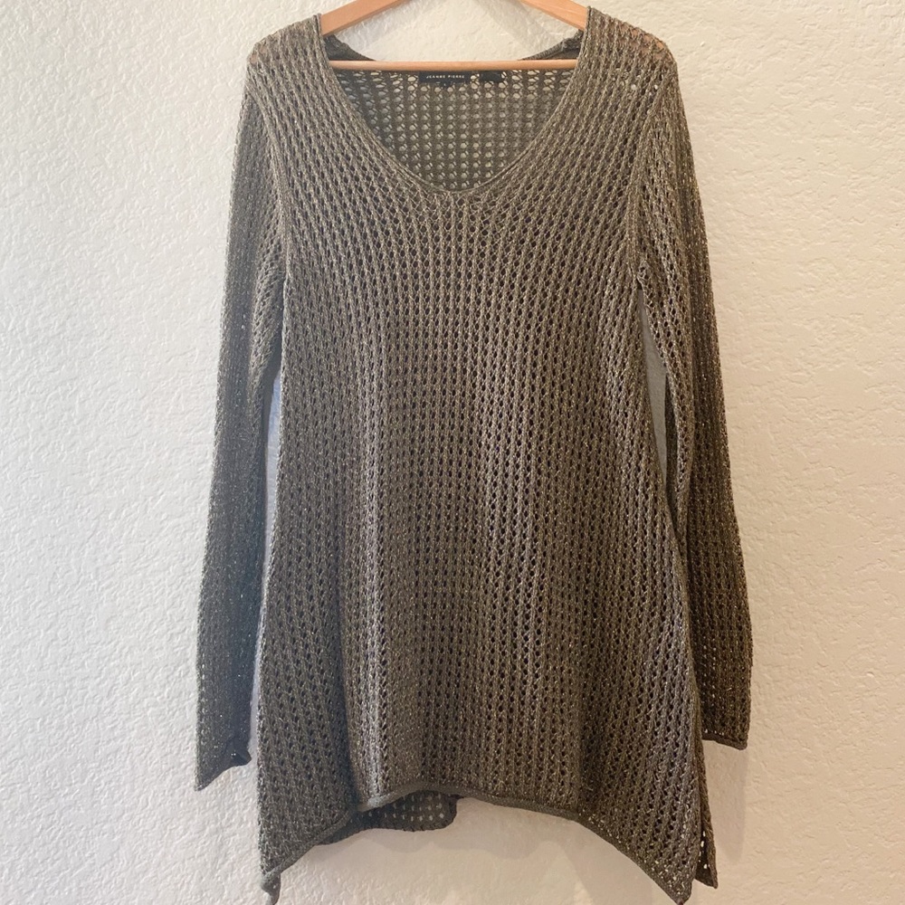 JEANNE PIERRE Open Knit Sweater Tunic, size Large
